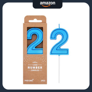 B09DK7F947.jpg 2.76 Inch Luxe Blue Number 2 Birthday Candle for Cake Decor
