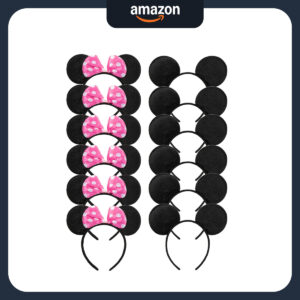 B01EWN1OLY.jpg Mickey Mouse Ears Headbands for Kids Birthday Party, 12 Pack