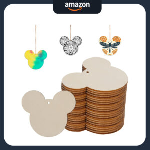 B0D429V37H.jpg 30Pcs Unfinished Wooden Mickey Mouse Head DIY Craft Cutouts