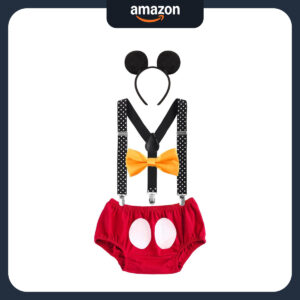 B077D81BH1.jpg Mickey Mouse Cake Smash Outfit for Baby Boys Birthday Set