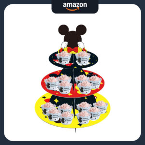 B0BB26RQRQ.jpg 3-Tier Mickey & Minnie Cardboard Cupcake Stand for Parties