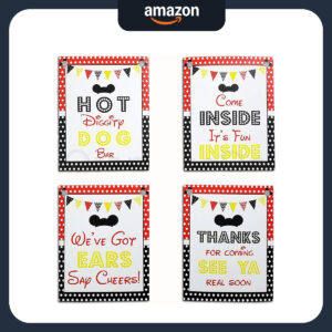 B078SS8G1H.jpg Mickey Mouse Birthday Party Signs: 8x10 Table Decor Set of 4