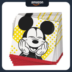 B09HJL2S2R.jpg Mickey Mouse Beverage Napkins for Birthday Party Tableware
