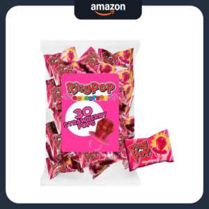 B08DMLL115.jpg Mickey Mouse Party Ring Pop Strawberry Lollipops 30 Count