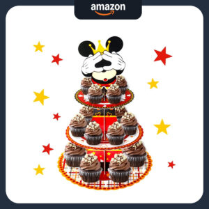 B0F2T934F6.jpg Mickey Mouse 3-Tier Cupcake Stand for Birthday Party Desserts