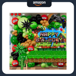B0F9WSGB1Z.jpg Pixel Gamer Birthday Party Decorations Kit with Backdrop