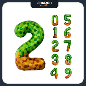B0F9467YR4.jpg Pixel & TNT Theme 40in Number 2 Balloon for Minecraft Party