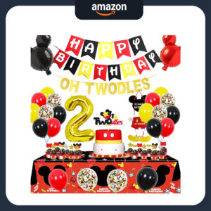 B099WS4PW5.jpg Mickey Mouse 2nd Birthday Party Decorations Oh Twodles Set