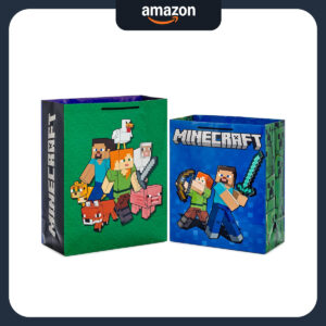 B09NMQLPJK.jpg Hallmark Minecraft Gift Bag Bundle for Kids Birthday Parties