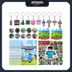 B0FQHQTF2W.jpg 90pc Pixel Style Minecraft Party Favor Set for Birthdays