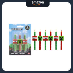 B0CXFC2BCR.jpg Minecraft Birthday Cake Candles: 6-Piece Party Decorations