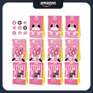 B0F5X4Z8FX.jpg 24-Piece Minnie Mouse Paper Party Favor Bags with Stickers