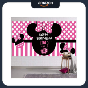 B08FM2S8D2.jpg Minnie Mouse 3rd Birthday Backdrop Banner (6.6 x 3.3 ft)