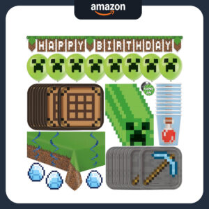 B096DFY7QL.jpg Minecraft Party Supplies Set for 16 Guests: Table Decorations