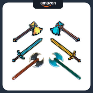 B082QW4THK.jpg Minecraft Inflatable Pixel Sword and Axe Party Favors 6-Pack