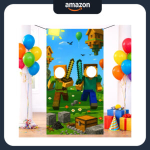 B0G1HC8Y6R.jpg Minecraft Video Game Face in the Hole Photo Backdrop 6x3ft