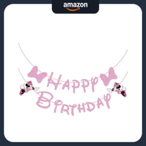 B0B2NTDY6M.jpg Pink Mouse Happy Birthday Banner for Kids Party Decoration