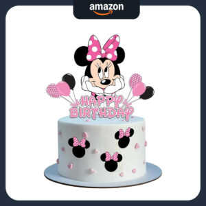 B0FGJ6MS89.jpg Minnie Mouse Birthday Cake Toppers & Cupcake Decorations (Pink)