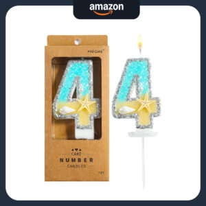 B0DDJFTTVS.jpg PHD Number 4 Beach Birthday Candle for Moana Theme Cakes