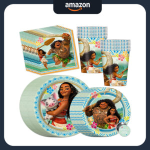 B09887TXRJ.jpg Moana Birthday Party Supplies Set for 16 Guests: Plates & Cups