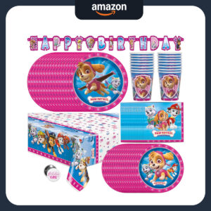 B084L1NKBL.jpg Pink Skye Paw Patrol Party Supplies Set for 16 Guests