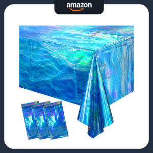 B0CV33D9F1.jpg Iridescent Waves Tablecloths for Under the Sea Party Decor