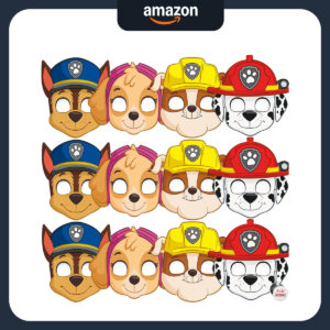 B0BCBVQN9T.jpg Paw Patrol Party Masks: 16-Pack Birthday Favors & Decorations
