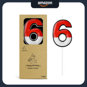 B0FNWTCLYK.jpg Number 6 Pokémon Inspired Birthday Cake Candle Decoration