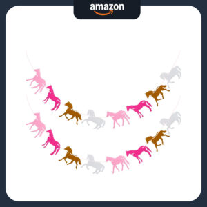 B09VZCCYHG.jpg Pink Pony Birthday Party Decorations & Horse Backdrop Set