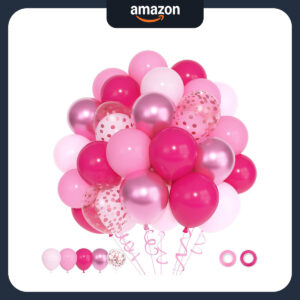 B0G1T5J7XZ.jpg 72pc Pink Pony Party Balloon Set for Birthday & Event Decor