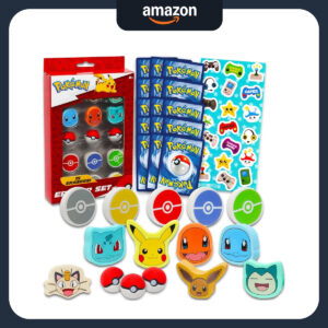 B0FM9VLH43.jpg Pokémon Party Favor Set: 15 Erasers, Stickers & Trading Cards
