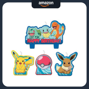 B08464QK8Z.jpg Amscan Pokémon Birthday Cake Candle Set - 4 Piece Character Pack