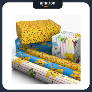 B0GR6GZ5GX.jpg Hallmark Pokémon Wrapping Paper 3-Pack for Kids Birthdays