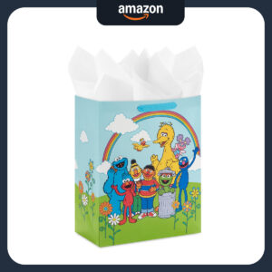 B0D3JC6V8Y.jpg Hallmark Sesame Street Large Gift Bag with Tissue Paper