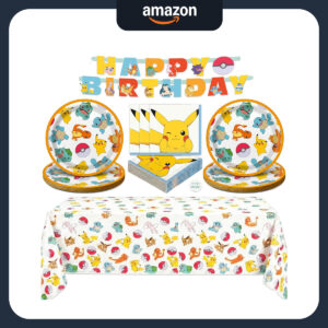 B0GLHZS9F8.jpg Pokémon Birthday Party Supplies Set for 16: Tableware & Decor