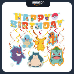 B0GL8WHG3Q.jpg Pokémon Birthday Party Decorations Set with Banner and Swirls