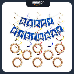 B0FCFPF1WG.jpg Sonic Themed Birthday Party Banner and Hanging Swirl Decor Set