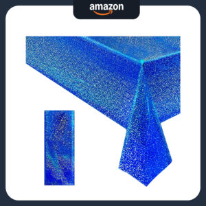 B0CBCRHCT2.jpg Royal Blue Holographic Tablecloth for Party Decorations 40x108