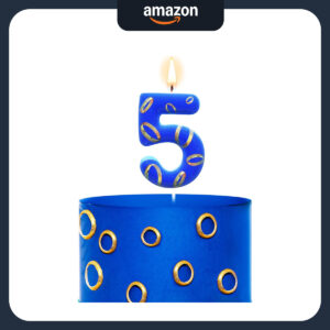 B0D9YD525M.jpg Number 5 Sonic Theme Birthday Cake Candle with Gold Rings