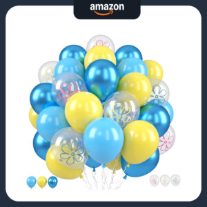 B0F12S46DG.jpg SpongeBob Theme Party Balloon Set: 50-Piece Blue and Yellow Kit