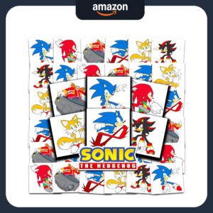 B0DJCKLZX5.jpg Sonic the Hedgehog Temporary Tattoos Bundle - 72 Party Favors