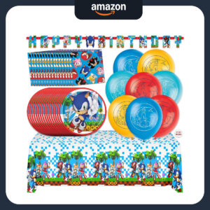 B0DQQF5L9Z.jpg Sonic Birthday Party Decorations Set for 16 Guests