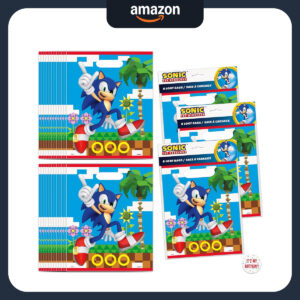 B0DD55KDDB.jpg Sonic Party Favor Bags: 24-Pack with Birthday Stickers