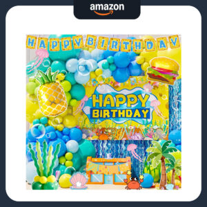 B0FGTSWLKS.jpg Sponge Birthday Decorations Kit: 153Pcs Under the Sea Party Set