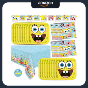 B0DG3QZGZV.jpg SpongeBob Birthday Party Tableware Set for 16 Guests