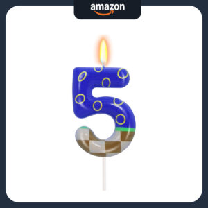 B0F2LQ419R.jpg Number 5 Sonic Theme Birthday Candle for Cake Decorations