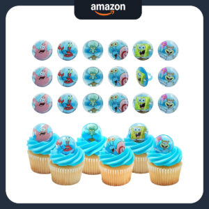 B0G6MS3QYZ.jpg DecoPac SpongeBob SquarePants Cupcake Topper Rings - 24 Pack