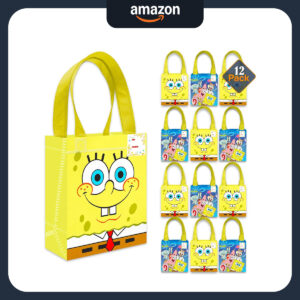 B0CP6KRKCN.jpg SpongeBob SquarePants Party Favor Bags – 12 Pack Reusable Totes