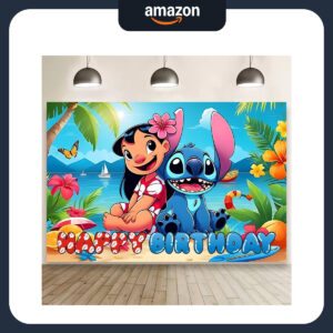 B0FWYG3S8N.jpg Stitch Birthday Party Backdrop Banner 5x3ft Wall Decor