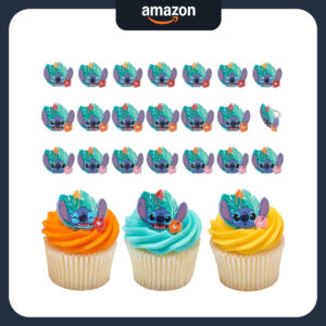 B0D9KMJTJT.jpg DecoPac Disney Stitch Cupcake Rings: 24-Pack Cake Decorations